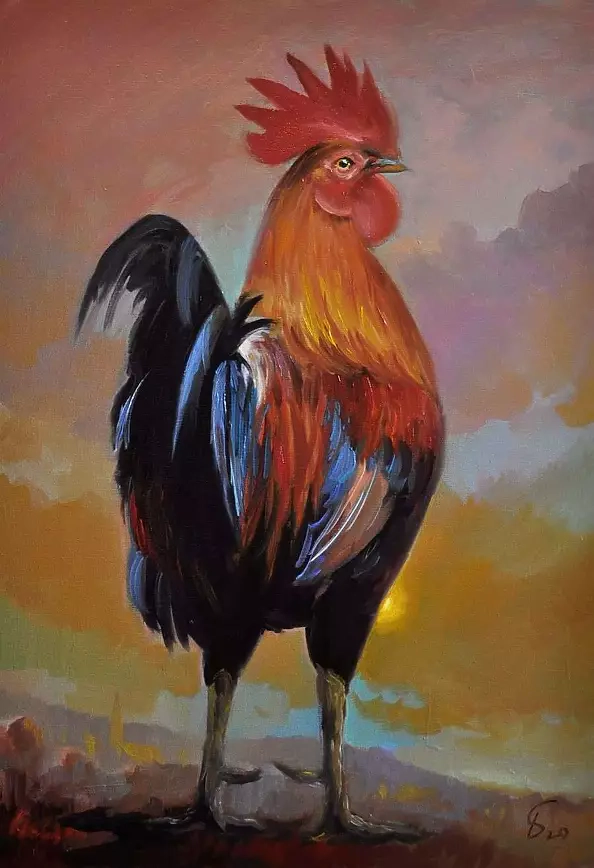 Damian Gierlach - Obraz olejny SuperHero 50x35 Kogut GIERLACH