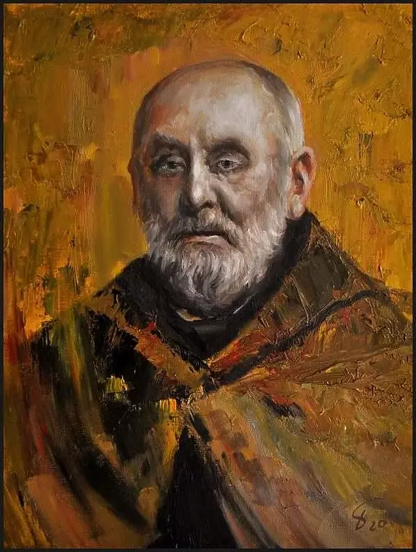 Damian Gierlach - Oil painting Saint Brother Albert 30x40 Portrait of GIERLACH