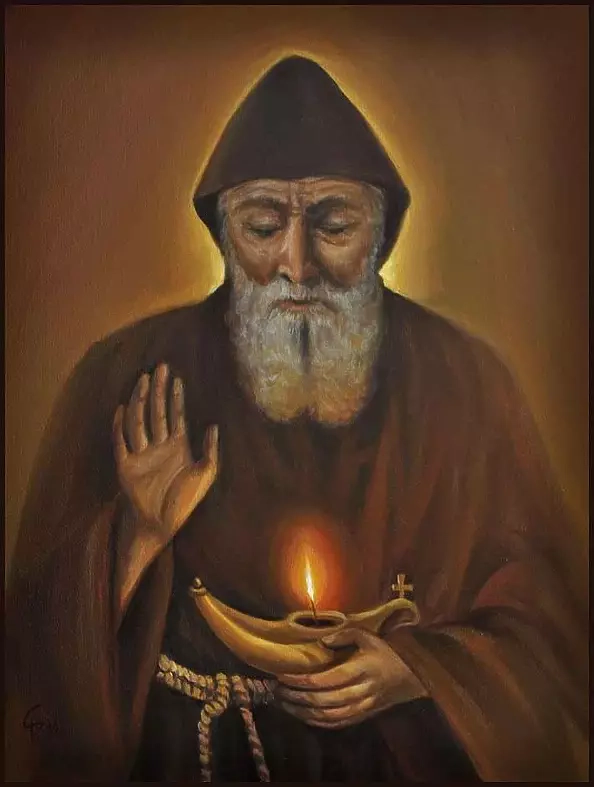 Damian Gierlach - Oil painting Święty Charbel 30x40 Portrait of GIERLACH