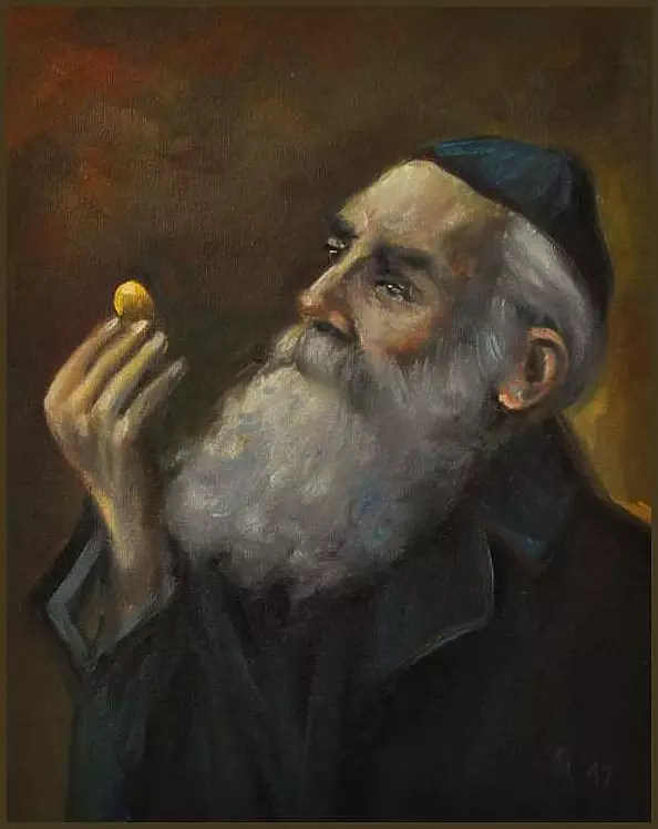 Damian Gierlach - Oil painting Jew lucky Portrait 24x30cm GIRL