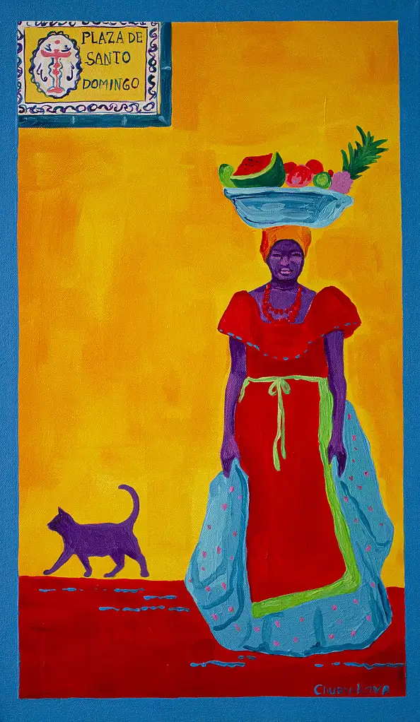 Oksana Chumakova, Triptychon-Gemälde „Viva La Cat!“, Acrylgemälde - Leinwand, 90 x 50