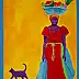 Oksana Chumakova, Triptychon-Gemälde „Viva La Cat!“, Acrylgemälde - Leinwand, 90 x 50