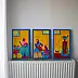 Oksana Chumakova, Triptychon-Gemälde „Viva La Cat!“, Acrylgemälde - Leinwand, 90 x 50