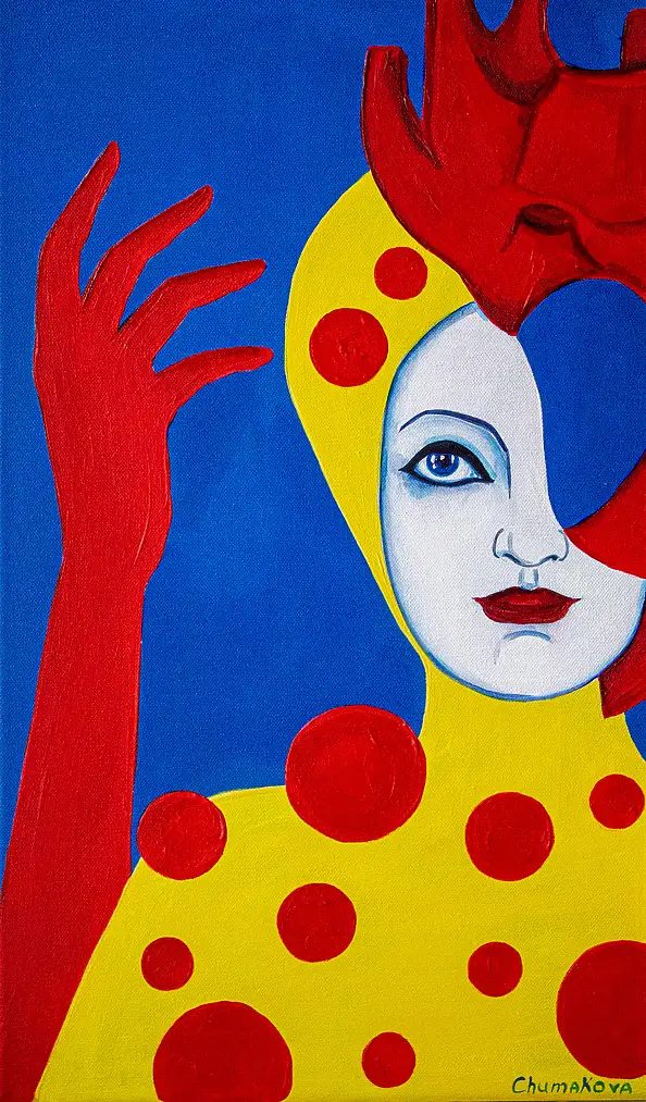 Oksana Chumakova, Obraz w formie tryptyku "Serce Dziewicy". , Obraz akrylowy - płótno, 90 x 50