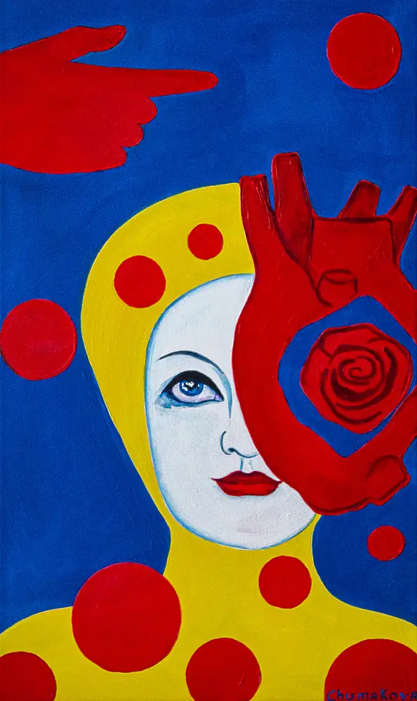 Oksana Chumakova, Obraz w formie tryptyku "Serce Dziewicy". , Obraz akrylowy - płótno, 90 x 50