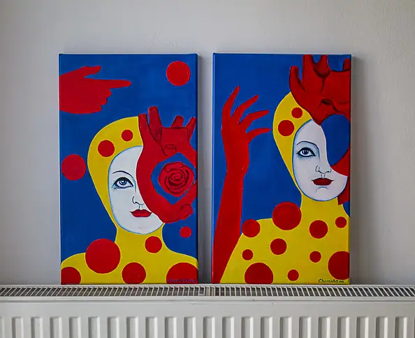Oksana Chumakova, Obraz w formie tryptyku "Serce Dziewicy". , Obraz akrylowy - płótno, 90 x 50