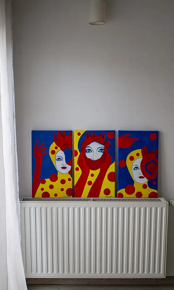 Oksana Chumakova, Obraz w formie tryptyku "Serce Dziewicy". , Obraz akrylowy - płótno, 90 x 50