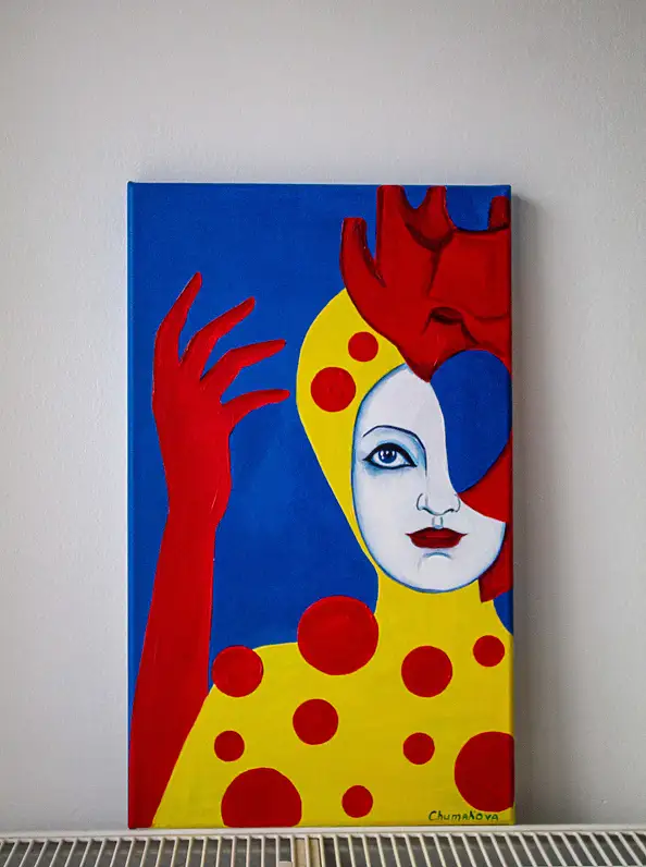Oksana Chumakova, Obraz w formie tryptyku "Serce Dziewicy". , Obraz akrylowy - płótno, 90 x 50
