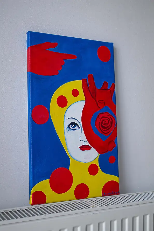 Oksana Chumakova, Obraz w formie tryptyku "Serce Dziewicy". , Obraz akrylowy - płótno, 90 x 50