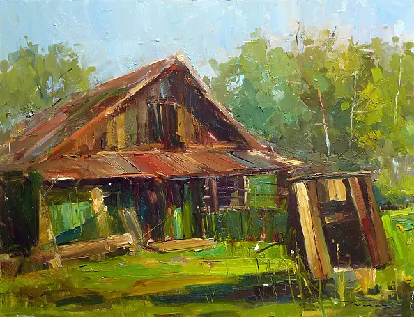 Krzysztof Tracz - Obraz z cyklu: Domy i drzewa