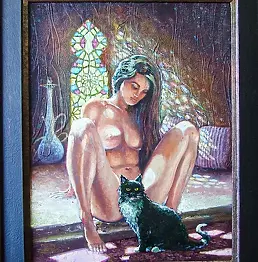 Cezary Zbrojewski - Odalisque with a cat.