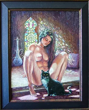 Cezary Zbrojewski - Odalisque with a cat.