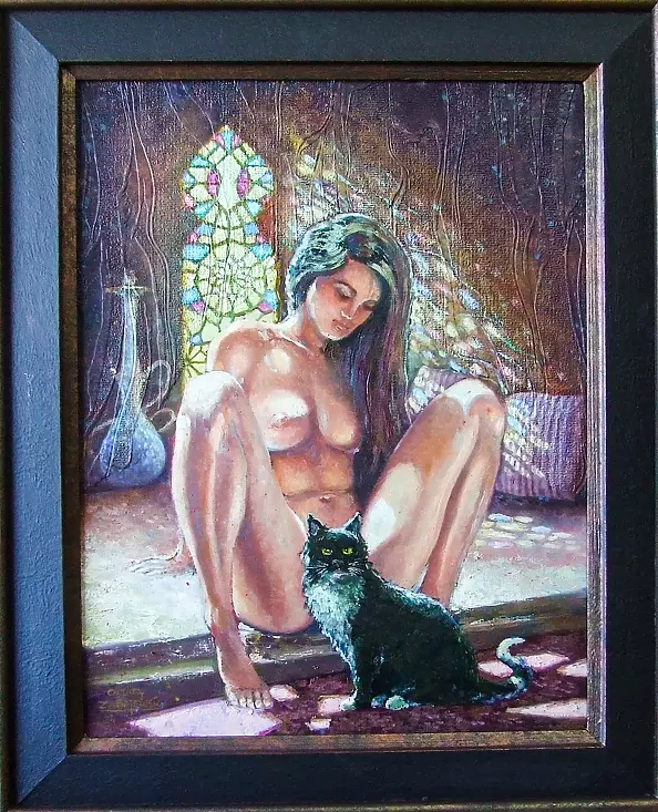 Cezary Zbrojewski - Odalisque with a cat.