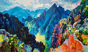 Anastasiia Kurkova, Breath of the Heights, Oil painting - canvas, 200 x 120