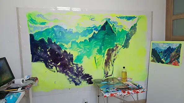 Anastasiia Kurkova, Breath of the Heights, Oil painting - canvas, 200 x 120