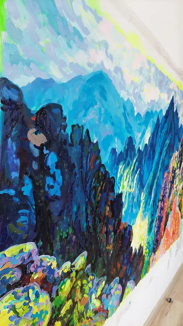 Anastasiia Kurkova, Breath of the Heights, Oil painting - canvas, 200 x 120