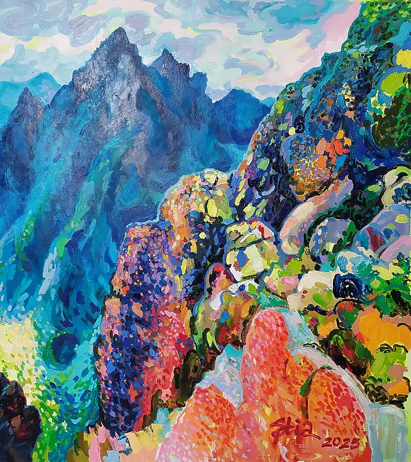 Anastasiia Kurkova, Breath of the Heights, Oil painting - canvas, 200 x 120