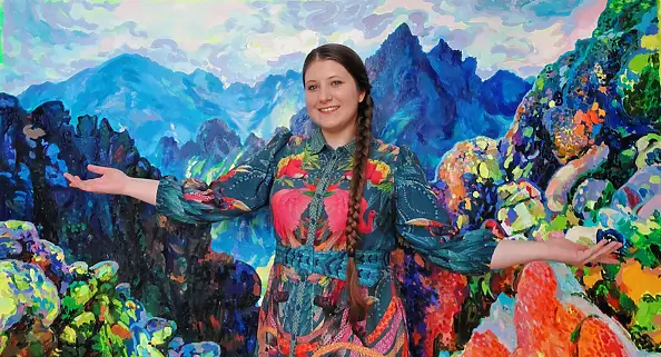 Anastasiia Kurkova, Breath of the Heights, Oil painting - canvas, 200 x 120