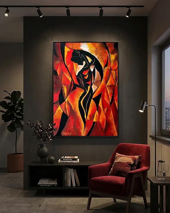 Grzegorz Zalewski, Feurige Frau, Acrylgemälde - Leinwand, 70 x 100