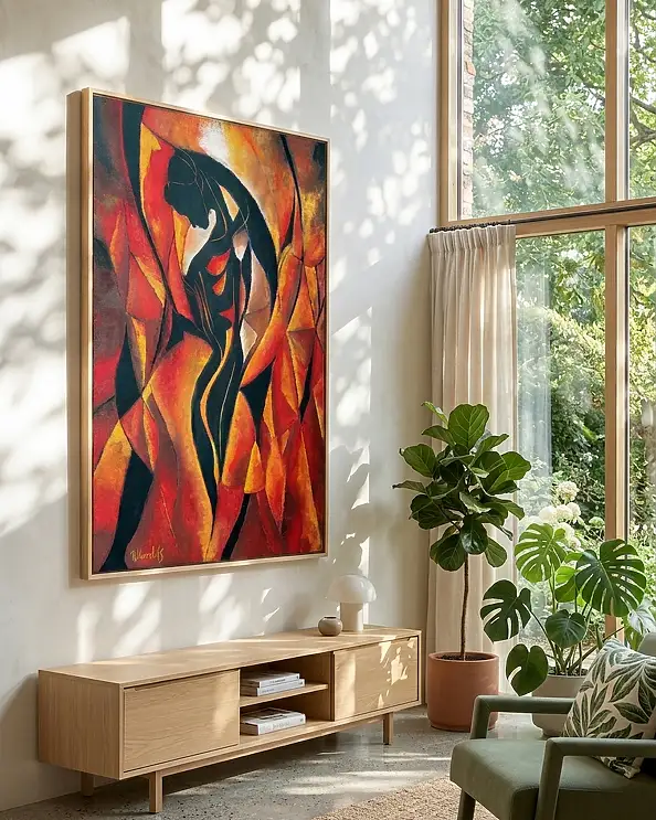 Grzegorz Zalewski, Feurige Frau, Acrylgemälde - Leinwand, 70 x 100