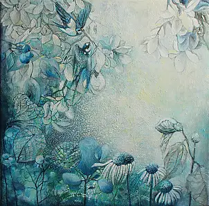 Iza Jaśniewska, Garden, Acrylic painting - canvas, 60 x 59