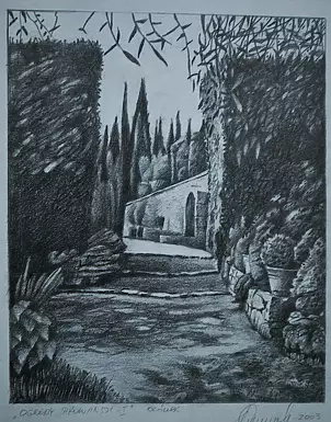 Andrzej Siewierski - Gardens of Provence-drawing.