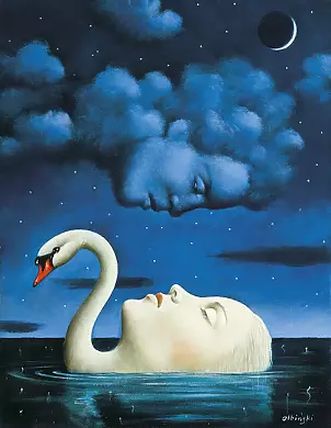 Rafał Olbiński - Oil painting - La donna del lago III