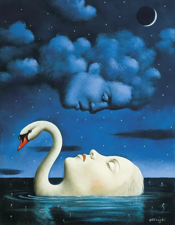 Rafał Olbiński - Oil painting - La donna del lago III