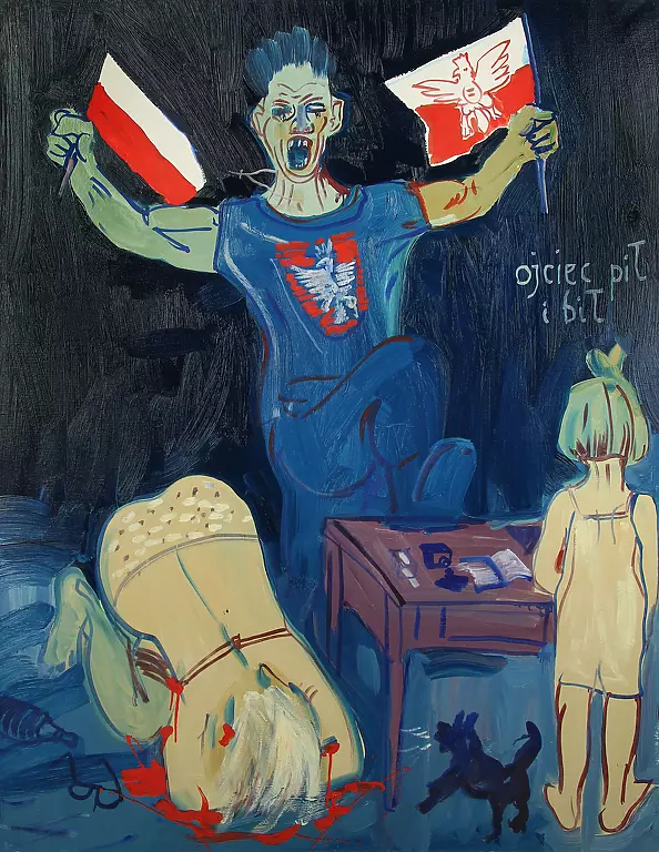 Edward Dwurnik - My father drank and beat - OIL PAINTING