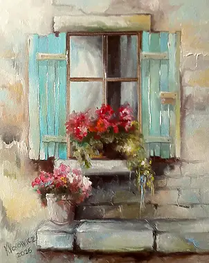 Krzysztof Kłosowicz, "Okno VI", Obraz olejny - płótno, 40 x 50