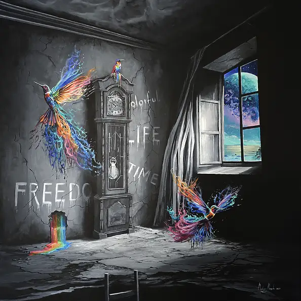 Martyna Mączka, Window, Acrylic painting - canvas, 100 x 100