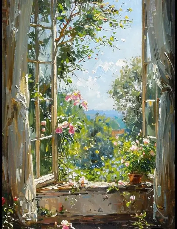 Emilia Czupryńska - A window on the world, a spring landscape.