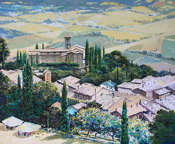 Jerzy Martynów - Olej na płótnie :Pejzaż z Montalcino - Toskania