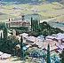 Jerzy Martynów - Olio su tela: Paesaggio con Montalcino - Toscana