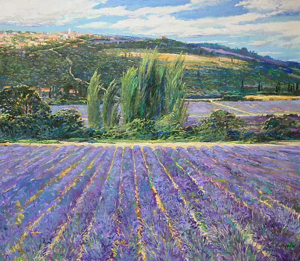 Jerzy Martynów - Oil on canvas Wind and field of lavender - Provence