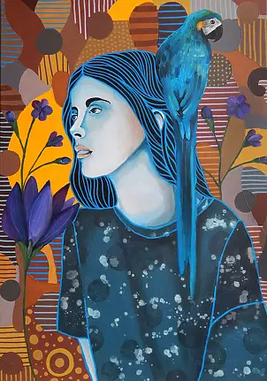 Marcin Painta -  She and the blue flowers 2