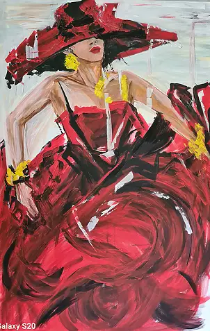 małgorzata machynia, She and the tango, Acrylic painting - canvas, 100 x 150