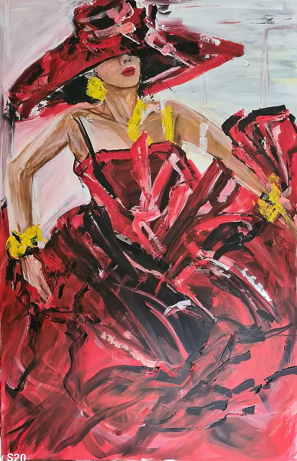 małgorzata machynia, She and the tango, Acrylic painting - canvas, 100 x 150
