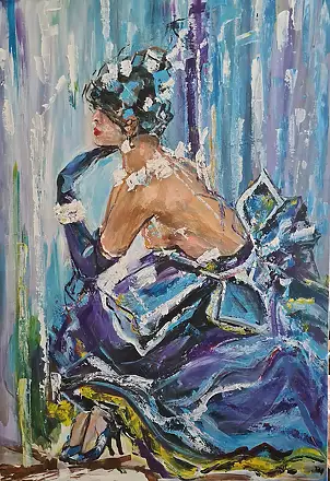 małgorzata machynia, She and the tango, Acrylic painting - canvas, 100 x 150