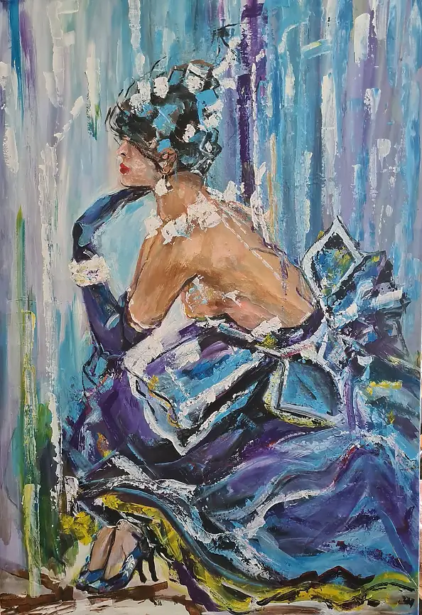 małgorzata machynia, She and the tango, Acrylic painting - canvas, 100 x 150