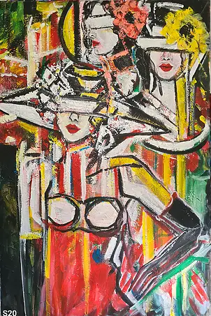 małgorzata machynia, They and the wind, Acrylic painting - canvas, 100 x 150