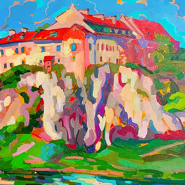 Anastasiia Kurkova, Opactwo Benedyktyńskie, Obraz olejny - płótno, 100 x 100