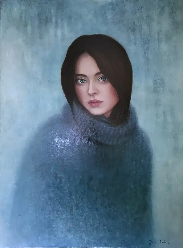 Joanna Ordon, Opowieść w kolorze blue, Obraz olejny - deska, płyta, 60 x 80
