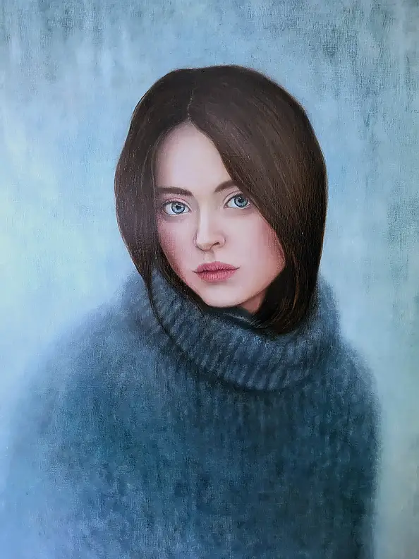 Joanna Ordon, Opowieść w kolorze blue, Obraz olejny - deska, płyta, 60 x 80