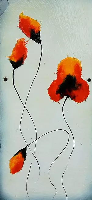 Rachel McCullock - Orange Poppies on Slate