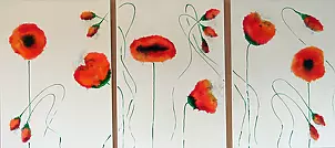 Rachel McCullock - Orange Oppy triptych