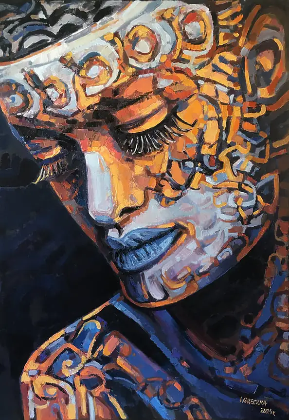 Iwona Greczka, "Ornament", Ölbild - Leinwand, 70 x 100