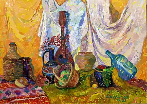 Anastasiia Kurkova, Ornamenty Codzienności, Obraz olejny - płótno, 140 x 100