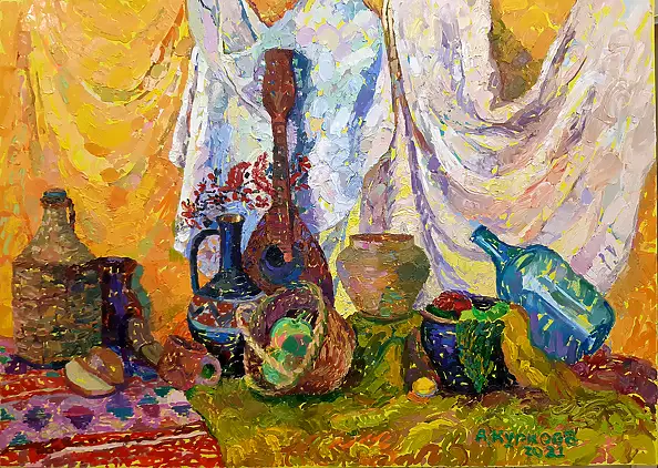 Anastasiia Kurkova, Ornamenty Codzienności, Obraz olejny - płótno, 140 x 100