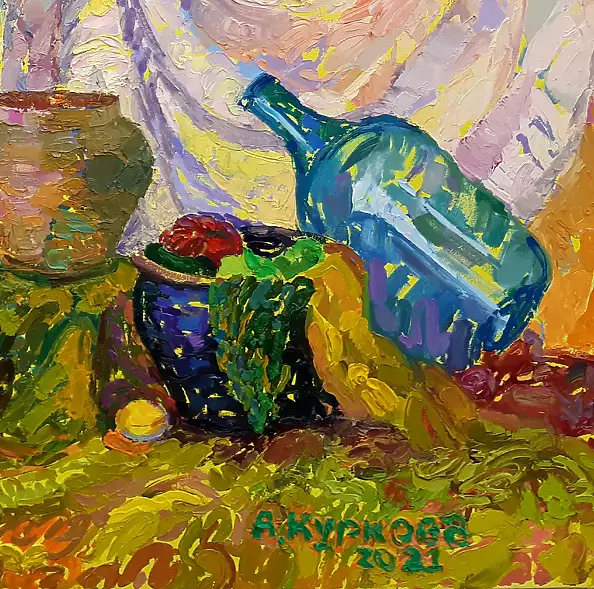 Anastasiia Kurkova, Ornamenty Codzienności, Obraz olejny - płótno, 140 x 100